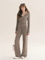 Lace Trim Hoodie Set