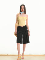 Black Low-Waist Bermuda Shorts