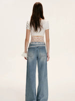 Lace Backless U Neck Tee