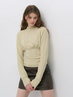 Ruched Waist Mock Neck Top