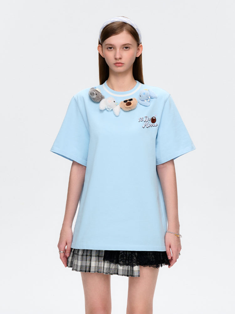 Multi-Doll Cotton Round-Neck T-Shirt