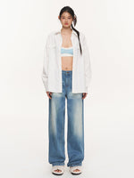 Water-Washed Low-Waist Loose Straight-Leg Pants