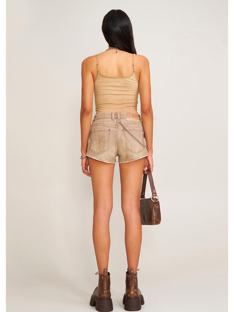 Vintage Storm Fade Dye Long Camisole Wild Horse Brown