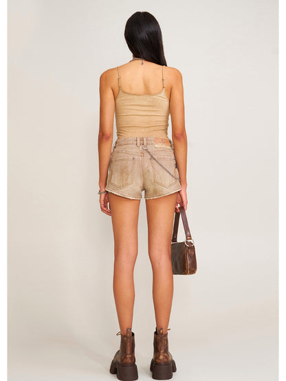 Vintage Storm Fade Dye Long Camisole Wild Horse Brown