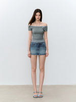 Vintage Bamboo Wash Denim Mini Skort