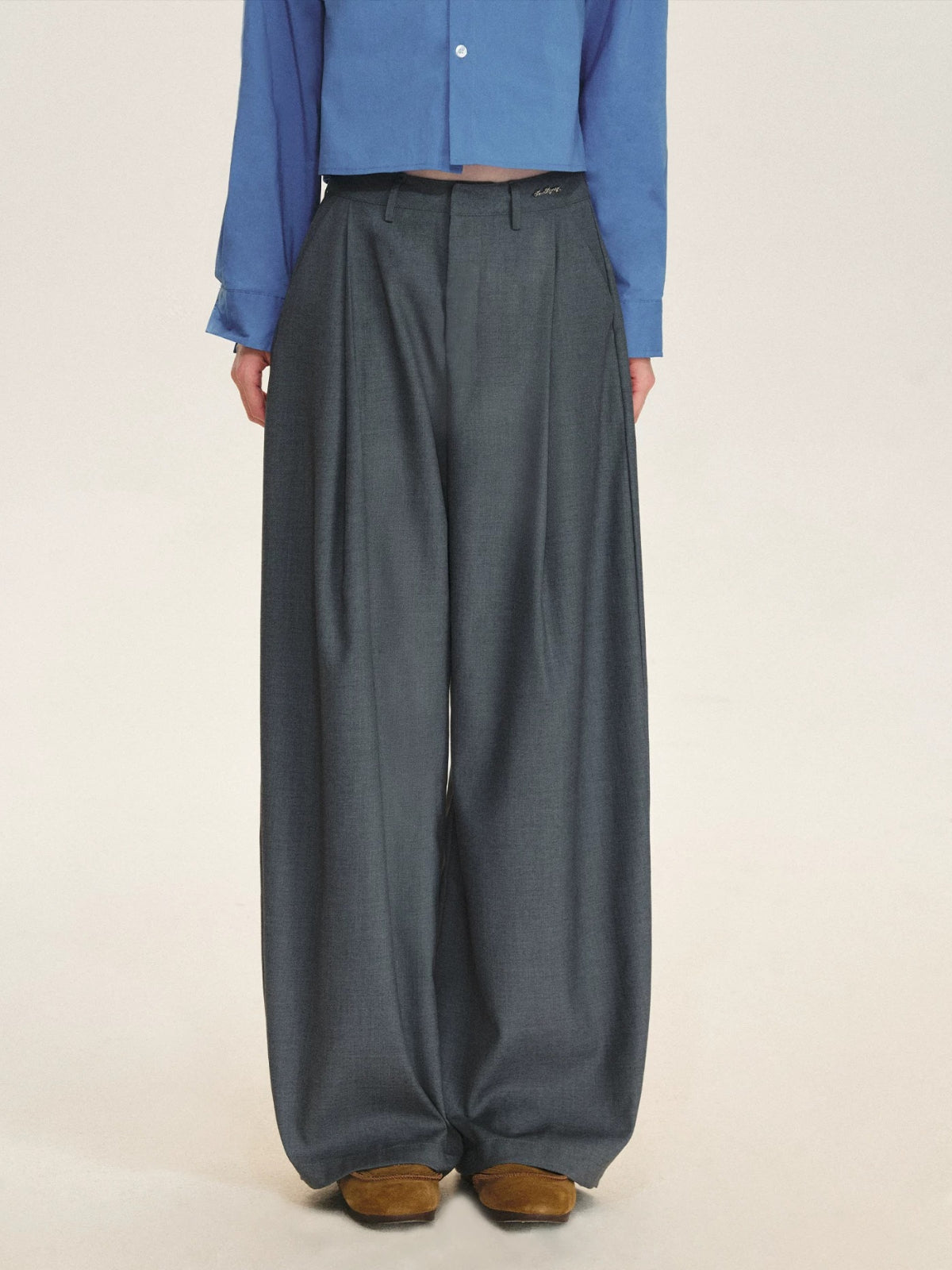Minimalist Pleated Wide Leg Trousers