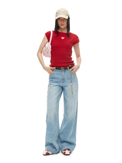 Heart Cutout Linen Tee