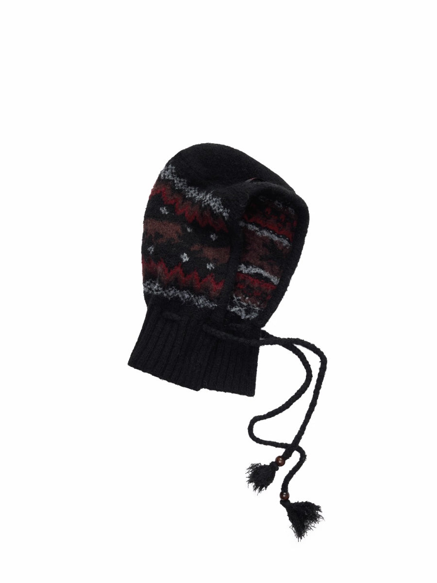 Fair Isle Pony Jacquard Knit Balaclava Hat