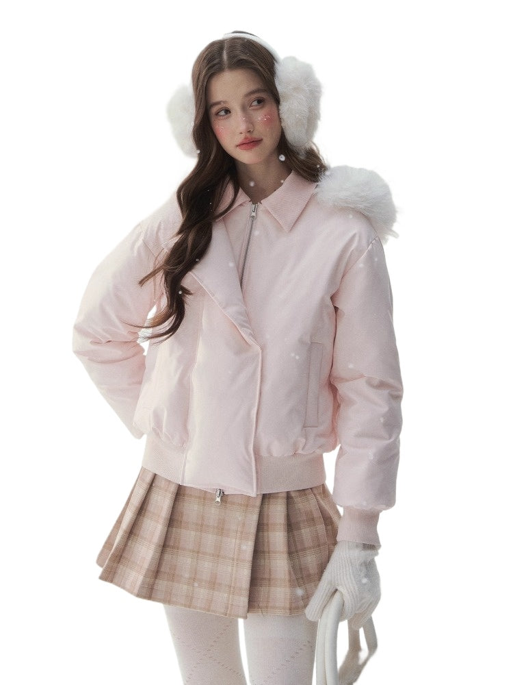 "Snow Envelope" Faux-fur Collar Down Coat