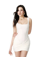 White Boned Waist Mini Dress