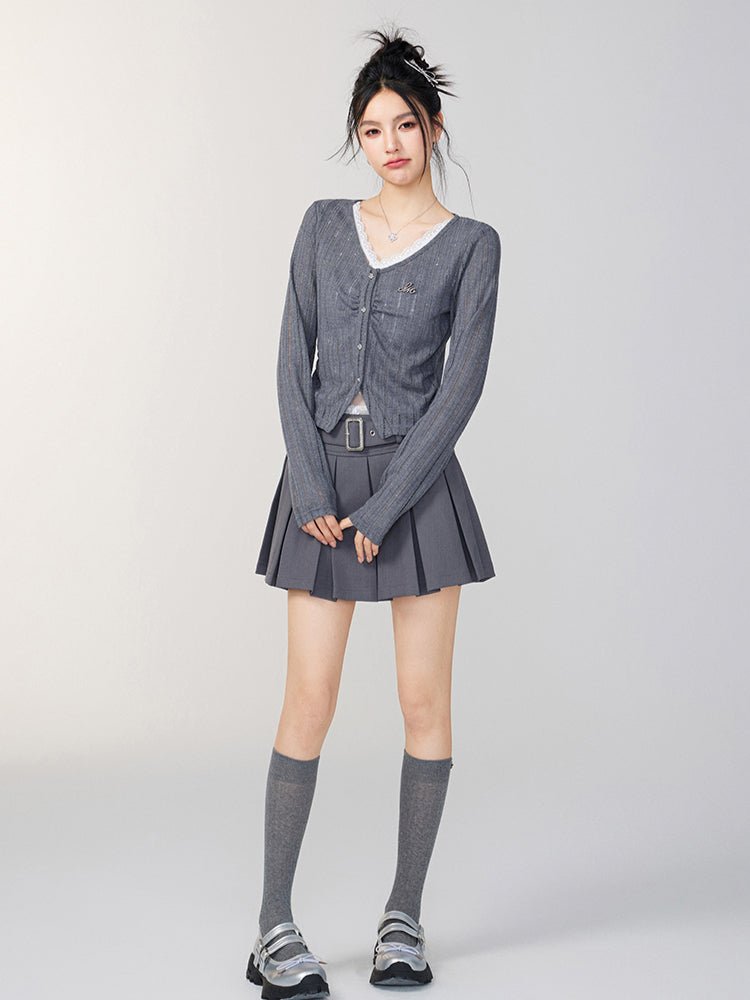 Lace Panel Knit Cardigan