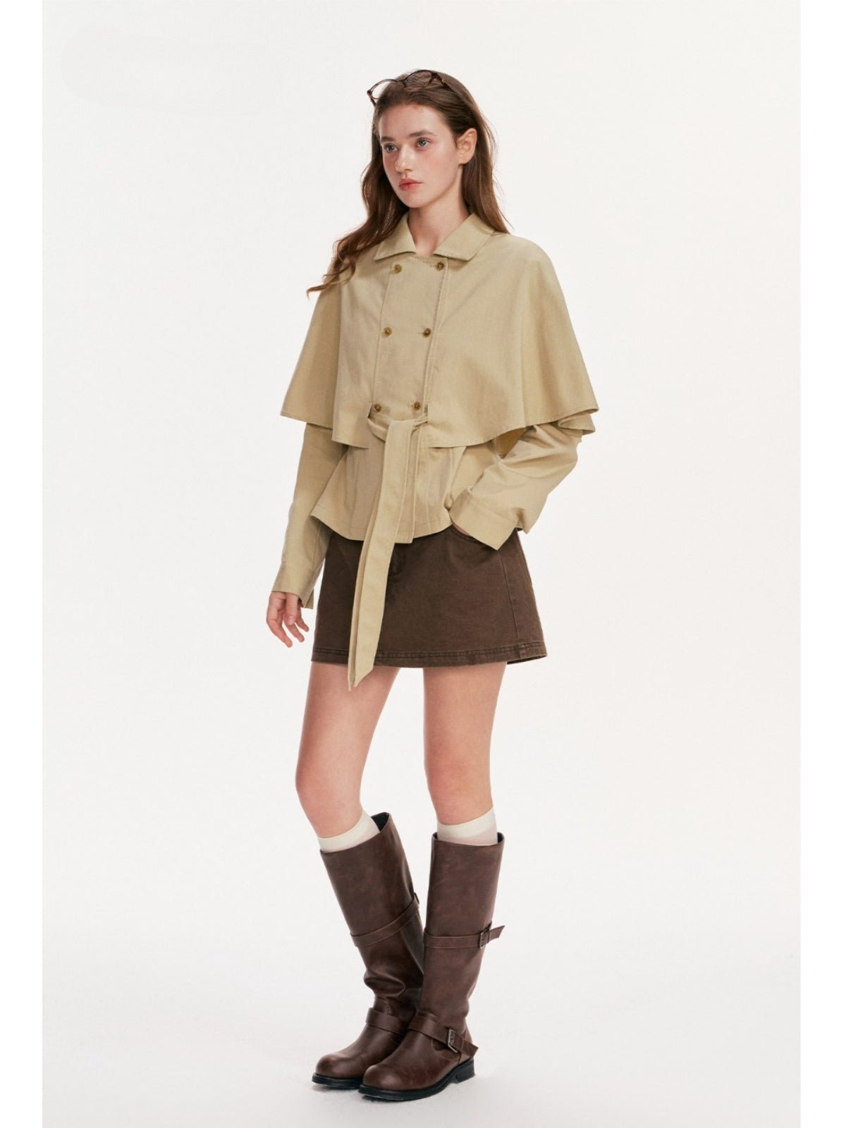 Tencel Cotton Napoleonic Cape Trench Coat