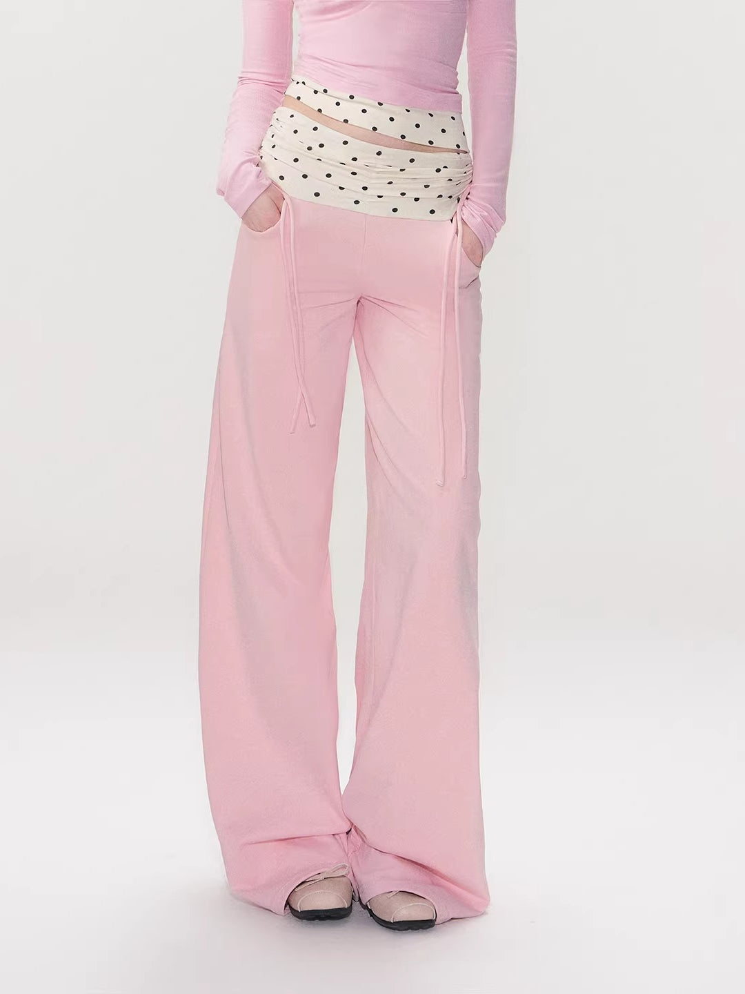 Pink Contrast Polka Pants