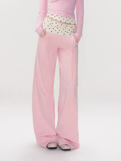 Pink Contrast Polka Pants