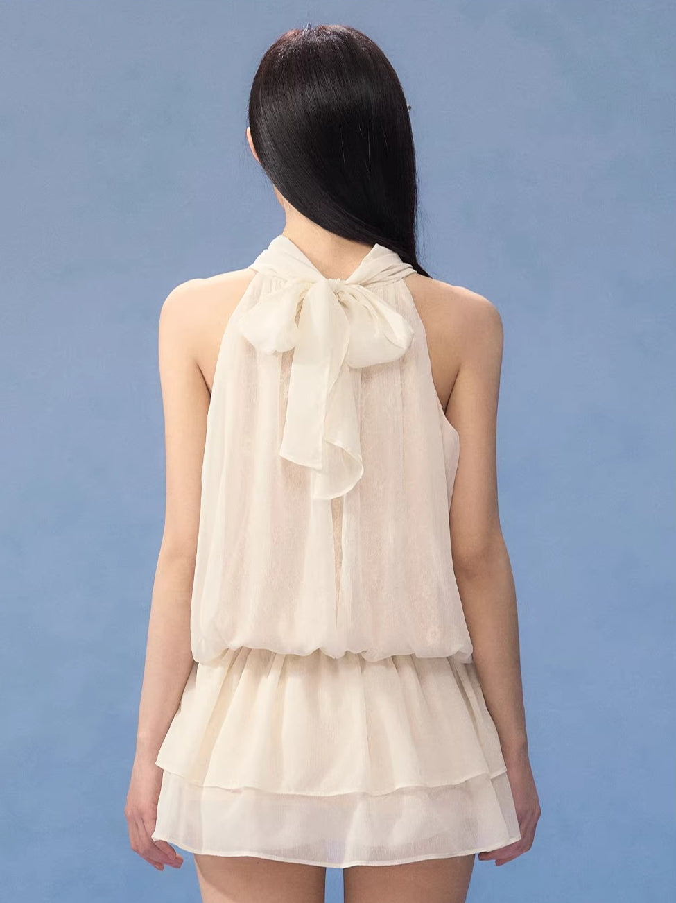 White Halter Lace Dress