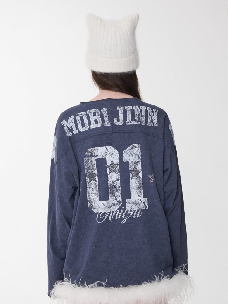 Football Rhinestone Long Sleeve Tee