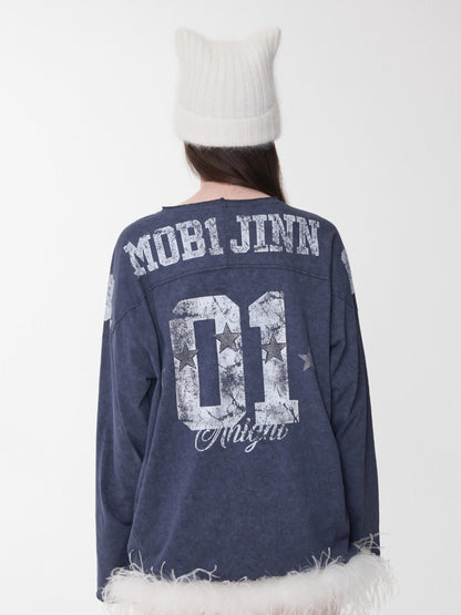 Football Rhinestone Long Sleeve Tee