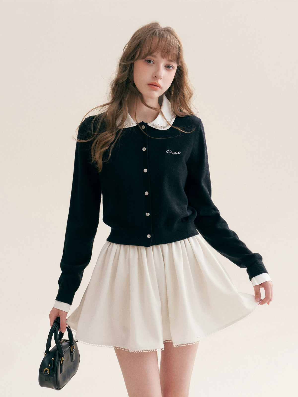 Beaded Collar Cardigan