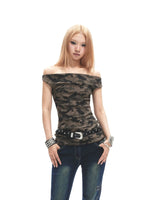Camo Off-Shoulder Tank Top