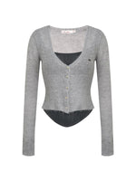 Contrast V-Neck Knit Sweater