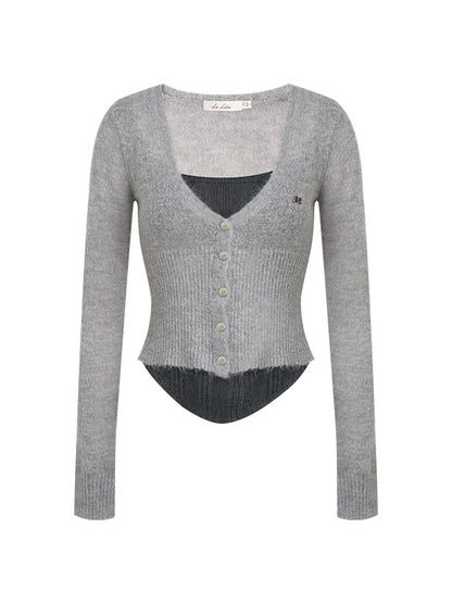 Contrast V-Neck Knit Sweater
