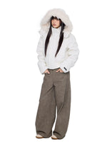 Fur Collar Hooded Cropped Down