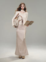 Lace Satin Midi Skirt