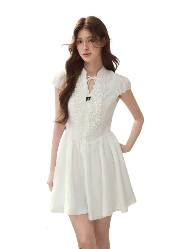 White &amp; Green Island Diary Dress