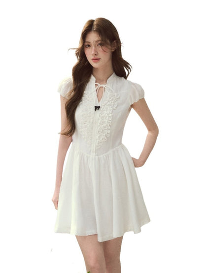 White &amp; Green Island Diary Dress
