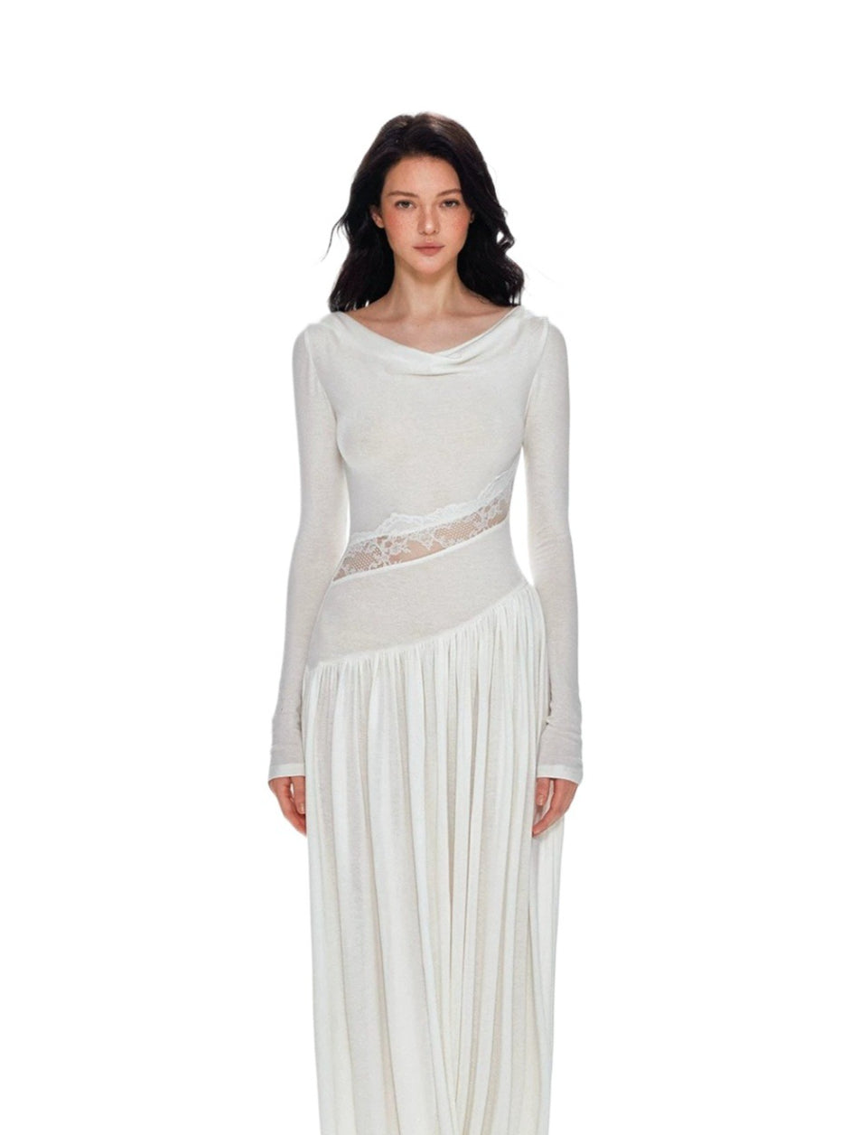 Tencel Wool Lace Waist Knit Dress