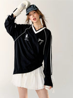 Contrast Bow Long Sleeve Tee