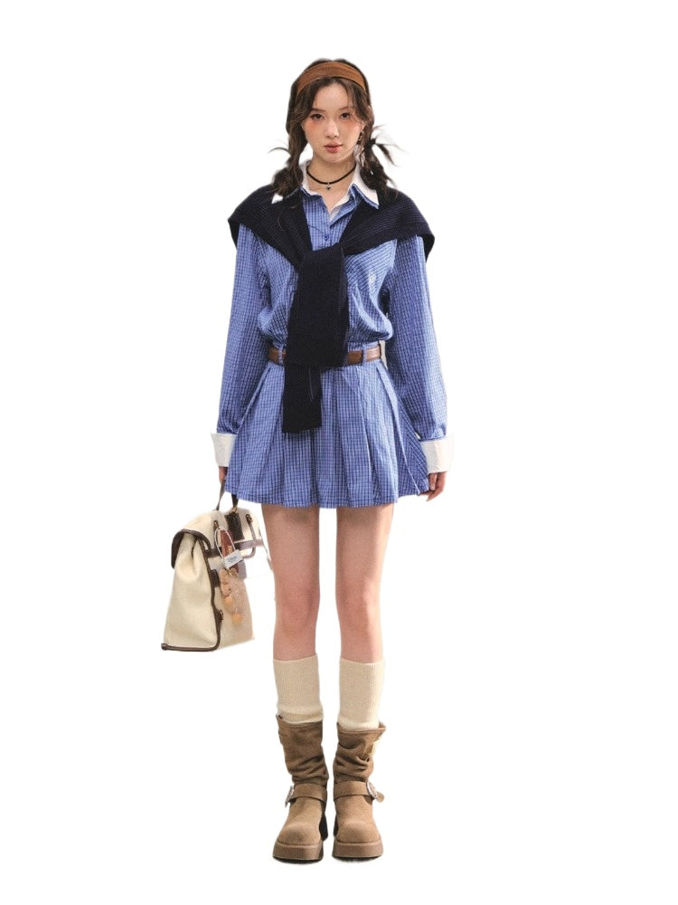 PLaid Cape A-Line 2-in-1 Dress &amp; Cape Set