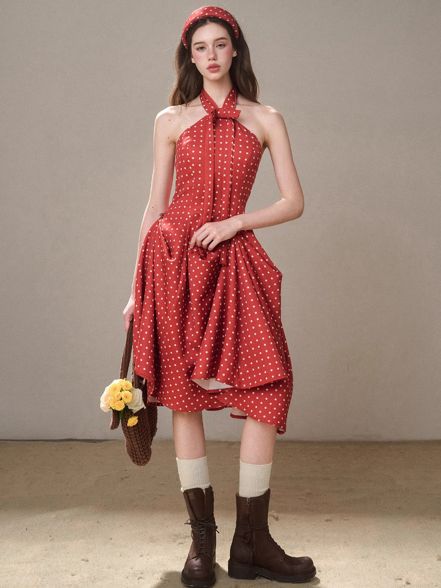 Berry Bordeaux Red Halter Dress