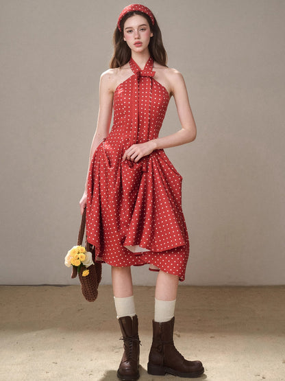 Berry Bordeaux Red Halter Dress