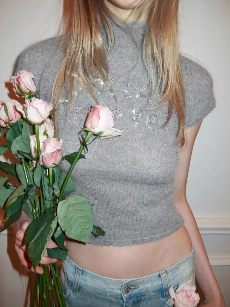 Mohair Sequin Knit Top