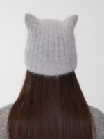 Knitted Cat-Ear Beanie with Hand-Stitched Label