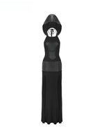 Detachable Hood Halter Maxi Dress
