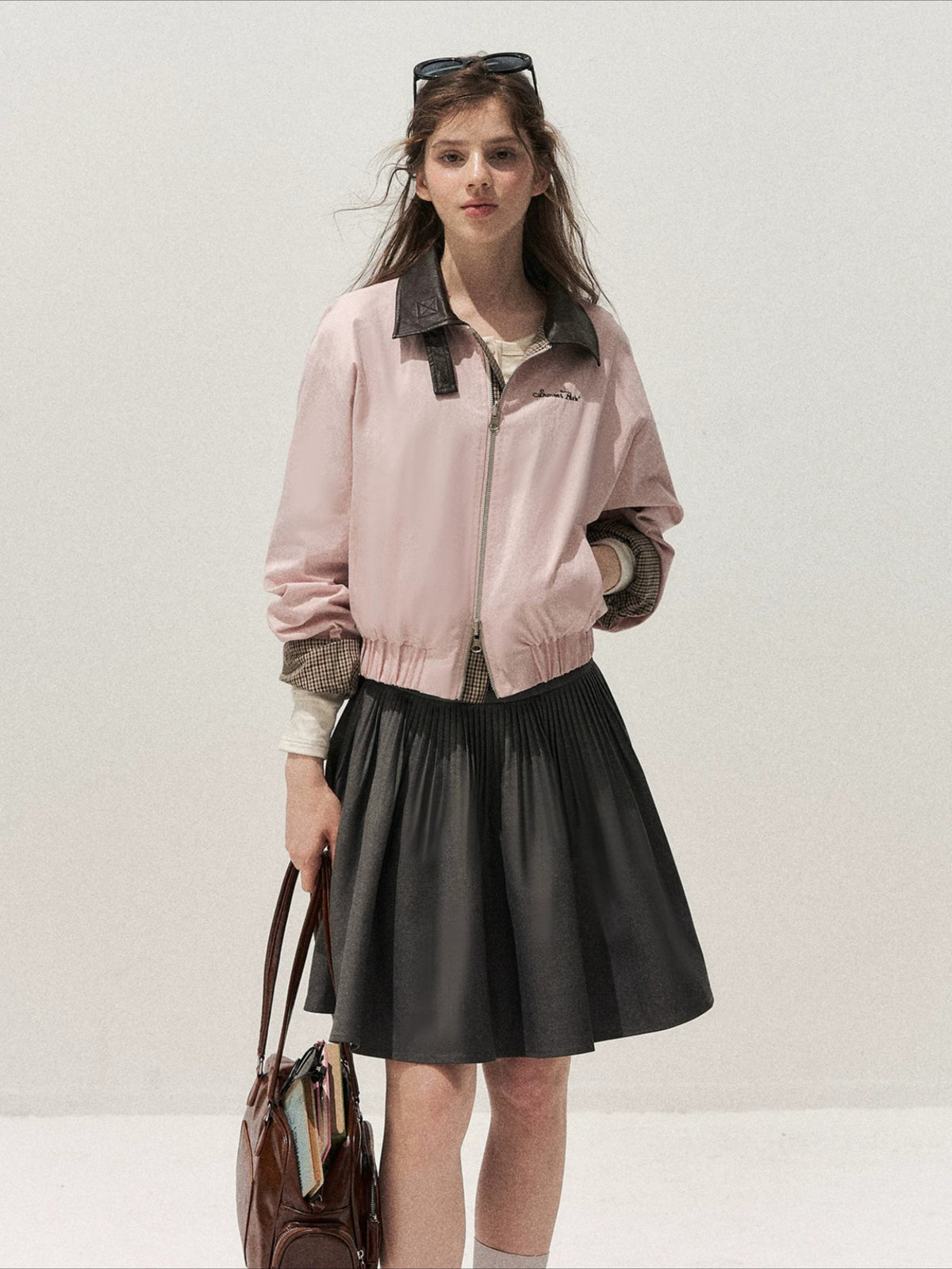 Pink Reversible Houndstooth Jacket