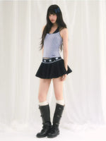 Star Waist Pleated Mini Skirt