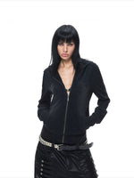 Washed Embroidered Zip Hoodie