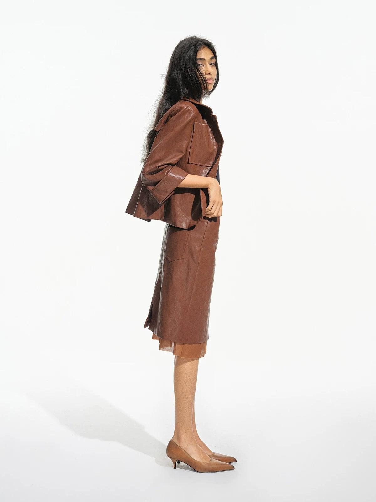 Waxed Leather Skirt Set