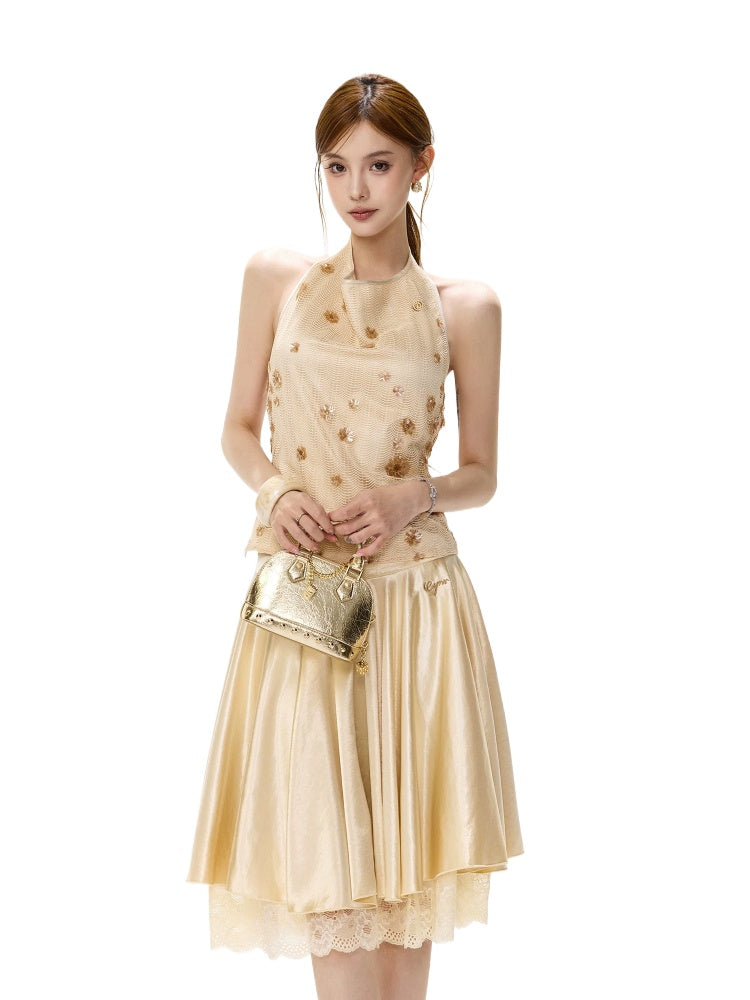 Beaded Halter Crop Top