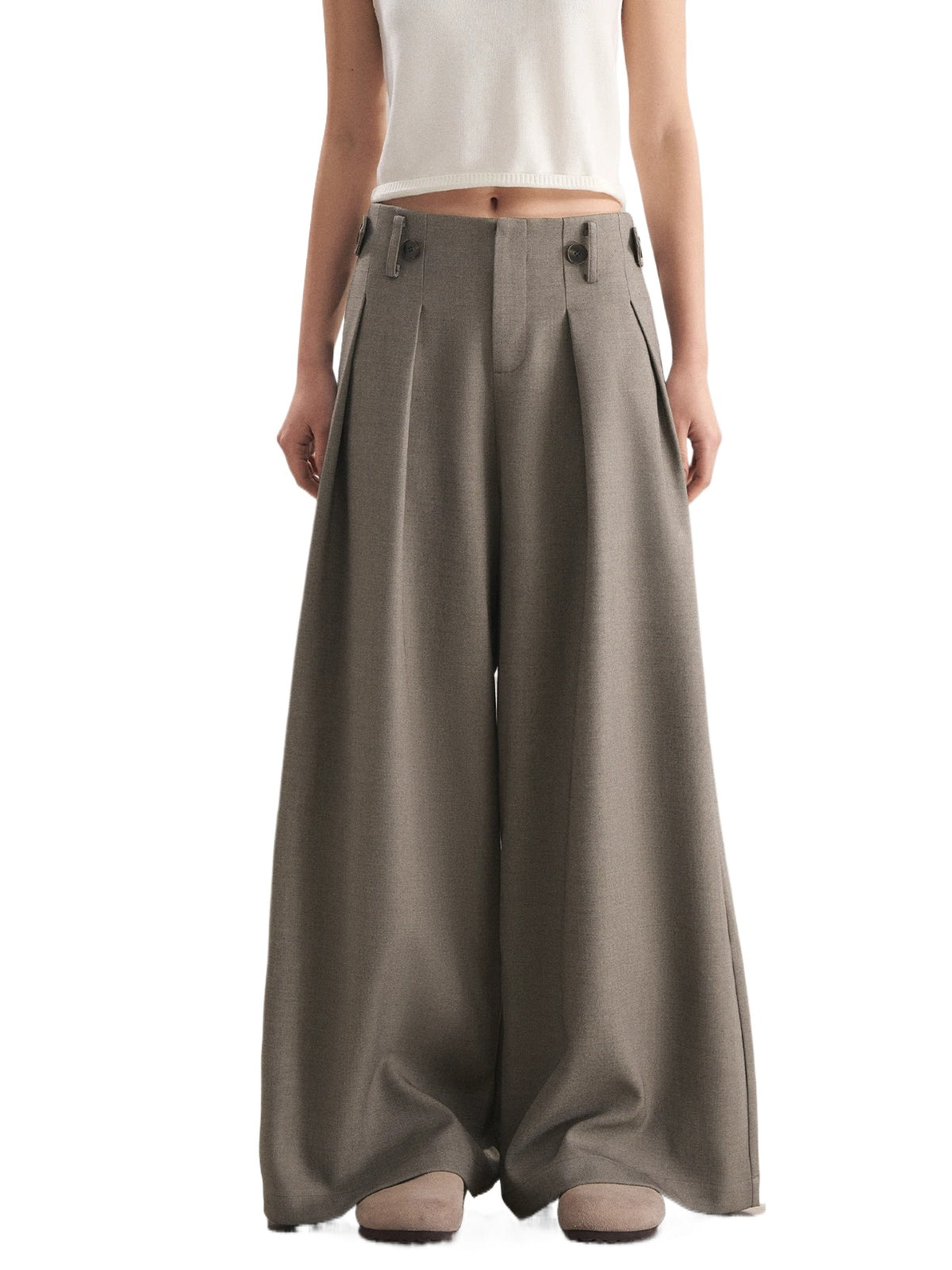 Pleated Wide-Leg Trousers