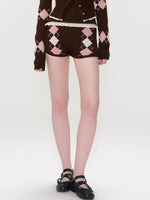Brown Argyle Knit Set