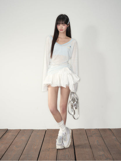 Bow Satin Bubble Mini Skirt