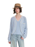 Braided Trim Cardigan & Vest Set