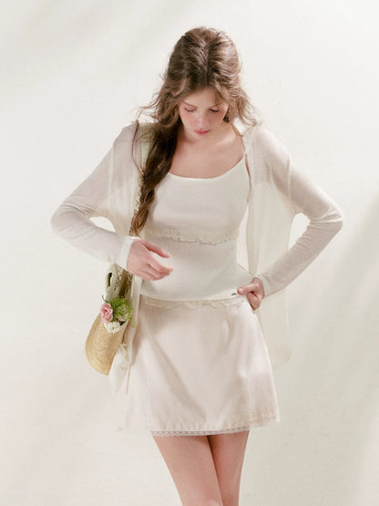 Lace Trim A-Line Skirt