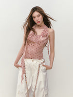 Ribbon-Flower Halter Vest