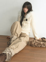 Fur-Trimmed Hooded Toggle Cable-Knit Sweater
