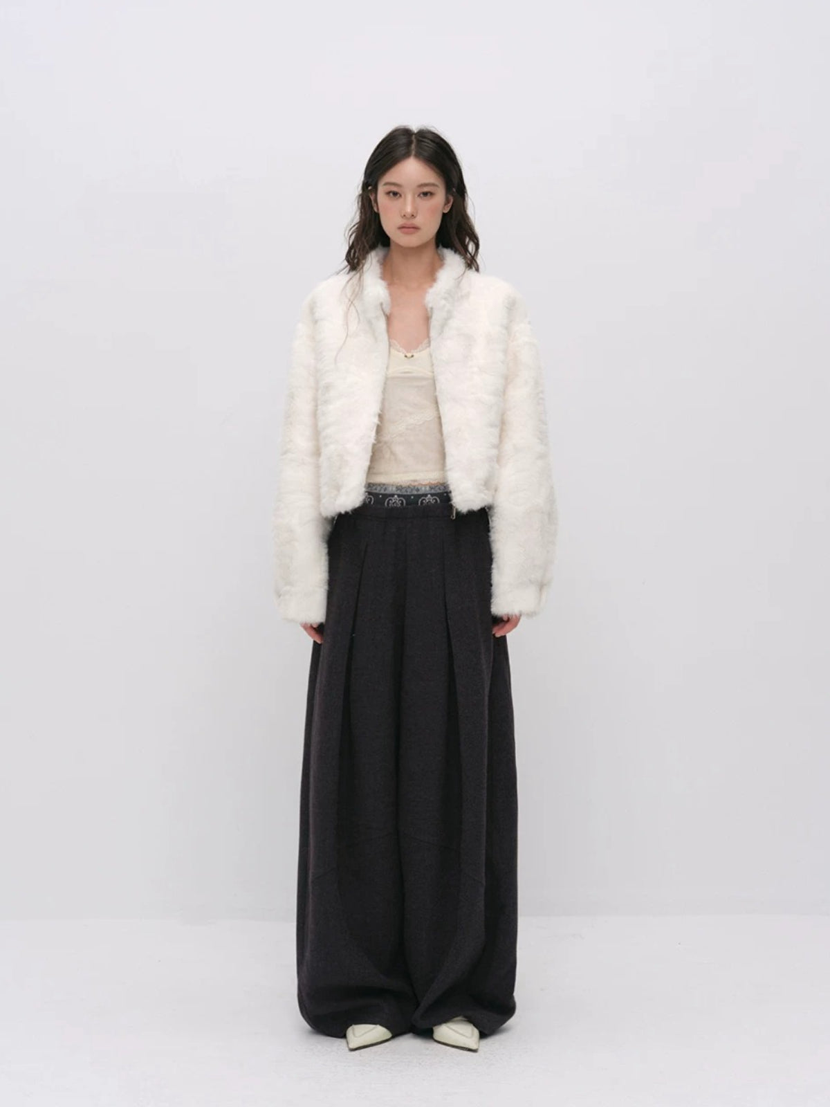 Faux Fur Stand Collar Coat
